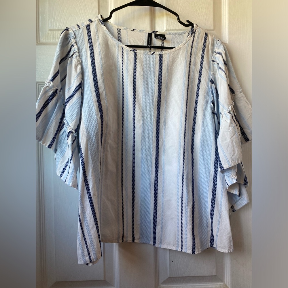 Striped Blue and White Women's Top